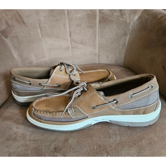 Thom McAn Men's Kellan 3 Lace Up Boat Shoes Brown Leather Size 9 - Picture 2 of 10